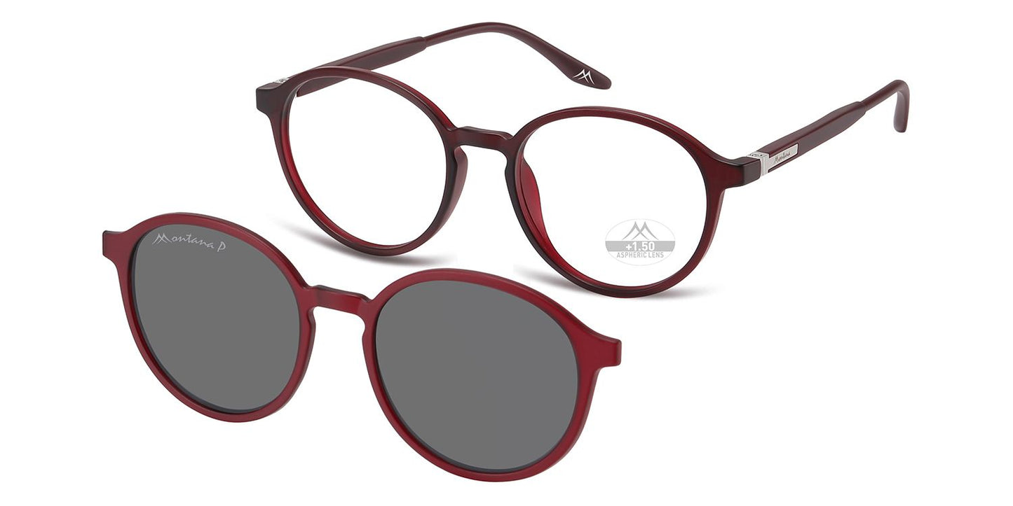 Montana Leesbril/zonnebril MRC4C + Clip-on Rood